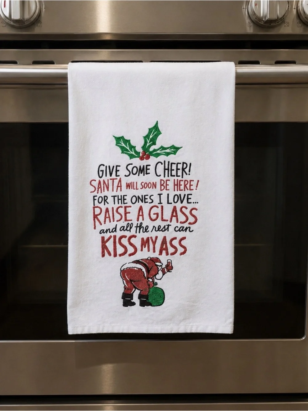 Primitives by Kathy Funny Santa Christmas Dish Towel NWT Kitchen Decor